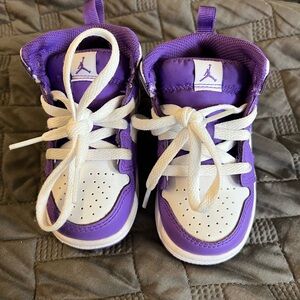 Nike Air Jordan Kids Purple and White Sneakers